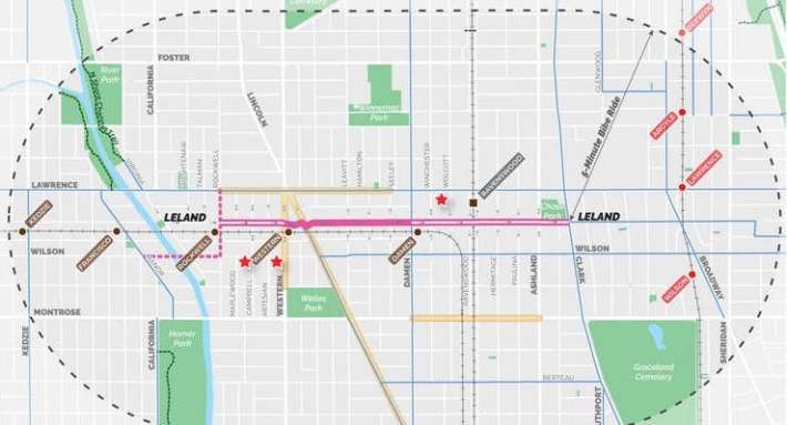 The proposed Leland Greenway route through Lincoln Square. Image: CDOT