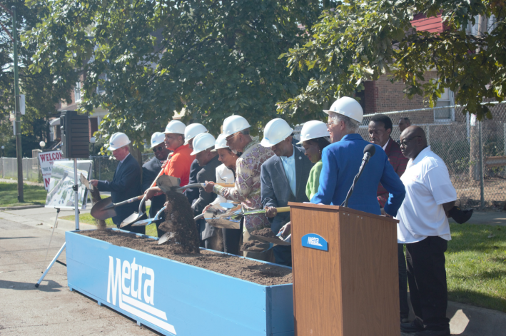Officials break ground on the site of the new station. Photo: David Zegeye