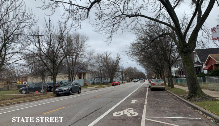 Bike lanes on State Street on the Far South Side. Photo: CDOT