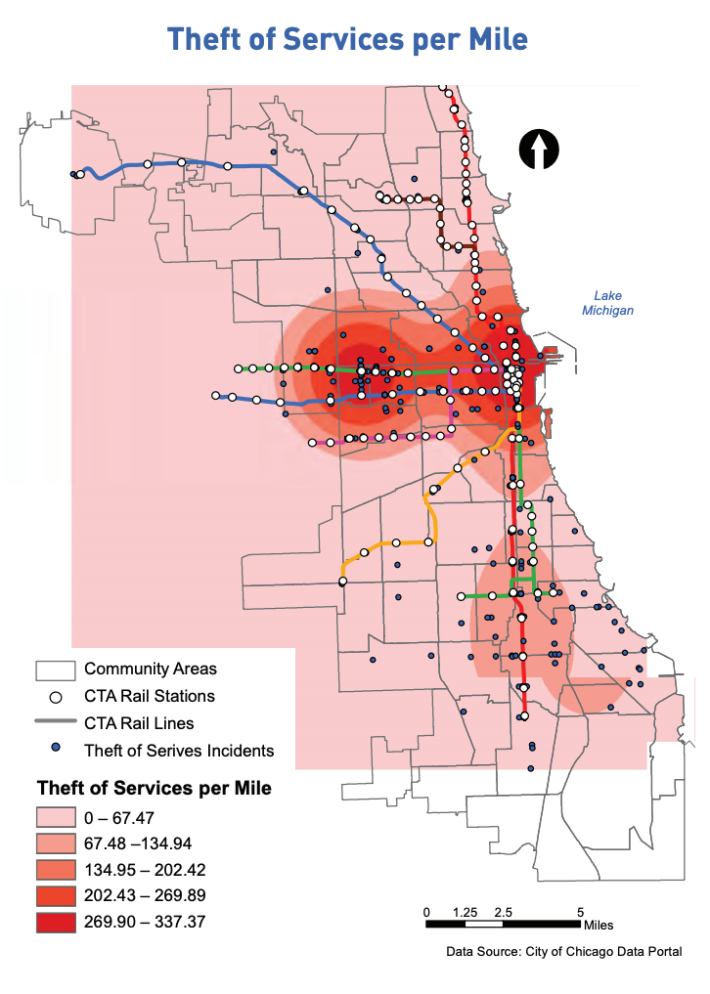 Fare evasion is most common in low-income areas on the South and West sides. Image: Active Trans