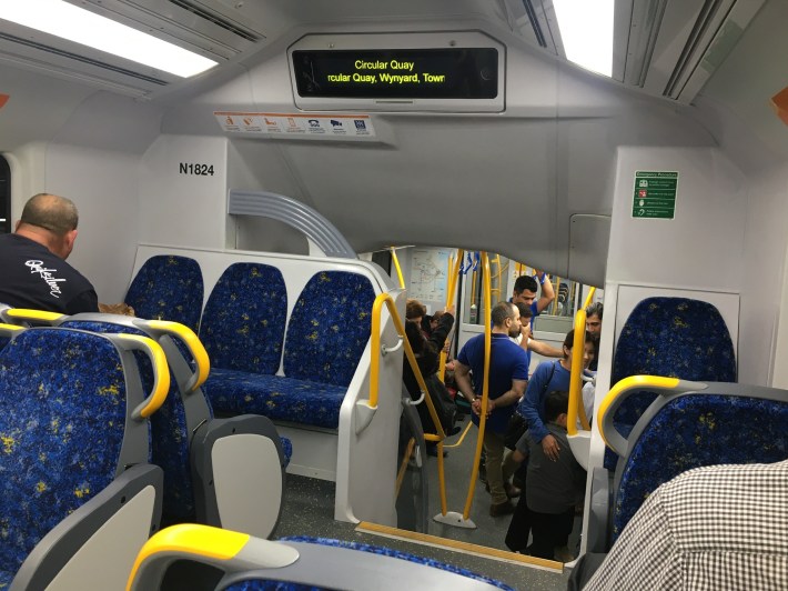 The interior of a train in Sydney. Photo: Steven Vance