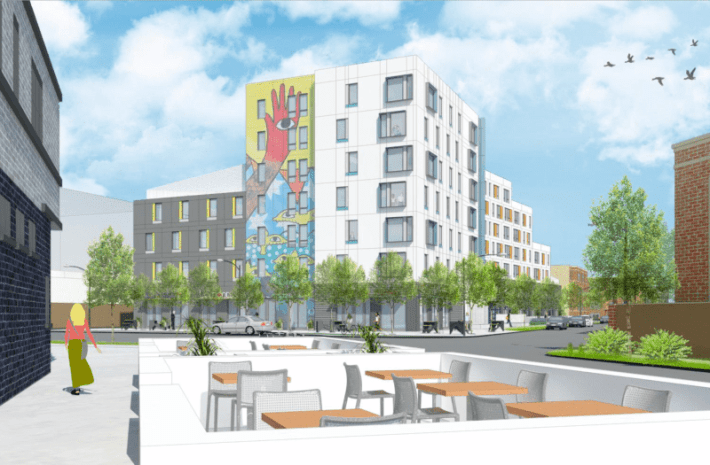 Rendering of the Logan affordable TOD.