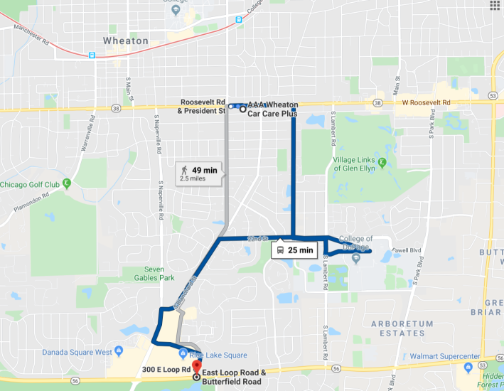 The route home from the car repair shop. Image: Google Maps