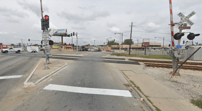 The southwest corner of the 87th and Pulaski intersection, where Davis was reportedly standing when he was struck. Image: Google Maps