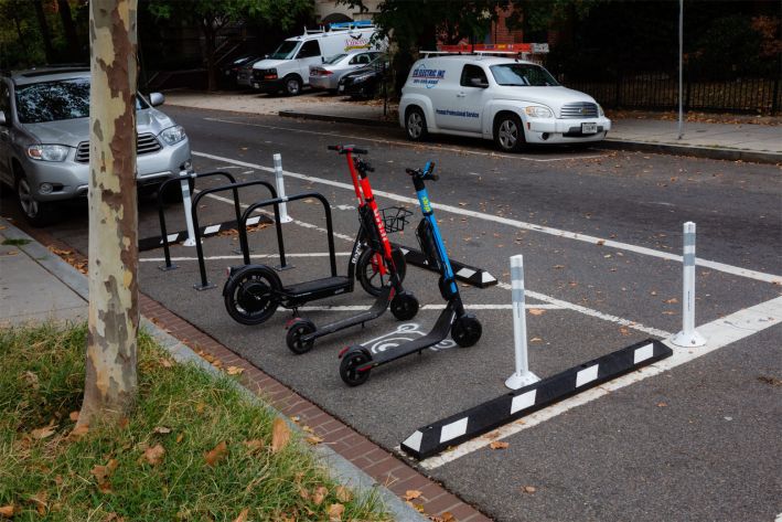 The District is looking to better manage dockless scooters with designated drop-off points. (Courtesy District Department of Transportation)