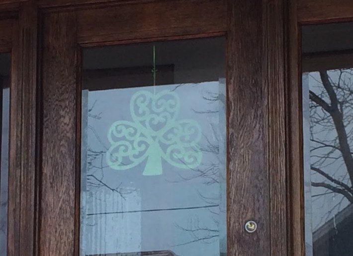 A shamrock hung in a doorway. Photo: Kirsten Lambert