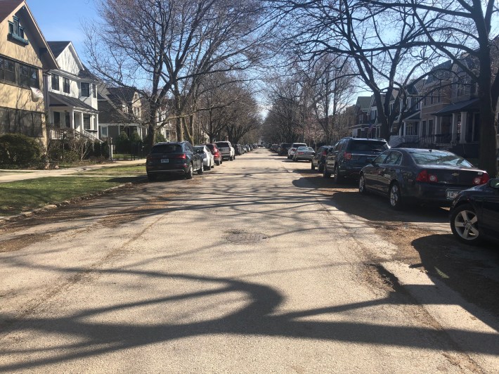 The residential street that would benefit from traffic calming. Photo