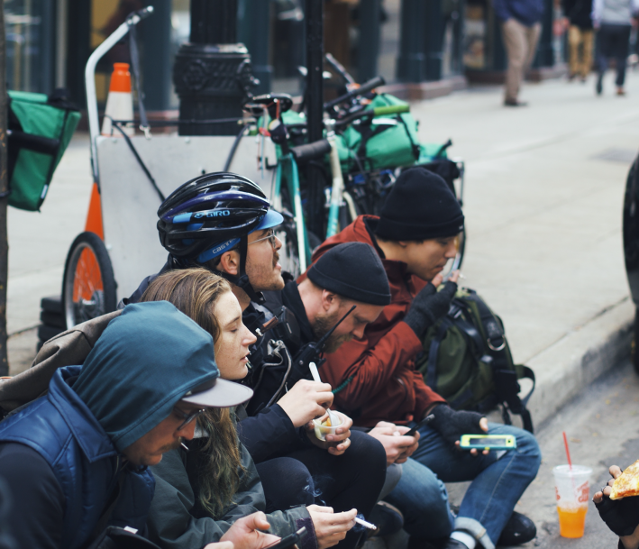 Couriers on break. Photo: Nick Spiese