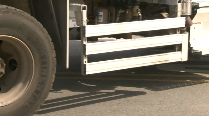 Side guard on the CDOT truck from  yesterday's crash. Image: ABC Chicago
