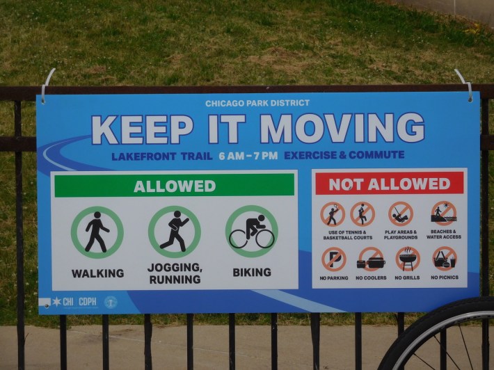 A sign with the "Keep It Moving" rules. Photo: Imelda March