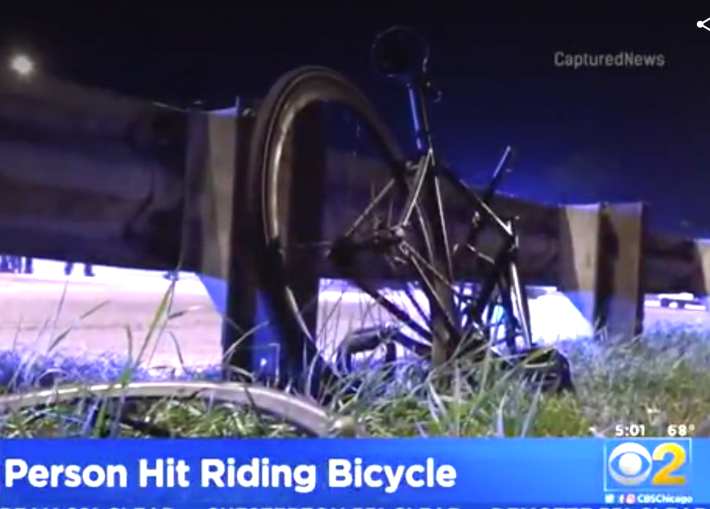 The bike from the Lake Shore Drive crash. Image: CBS Chicago