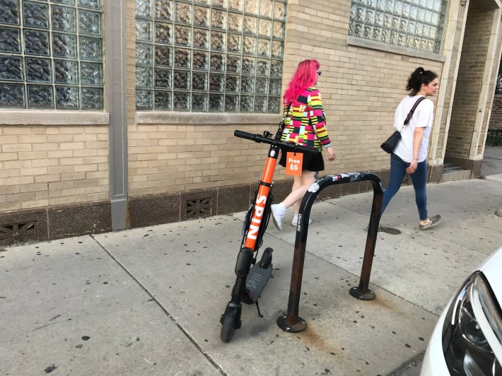 A Spin scooter last year in Wicker Park. Photo: John Greenfield