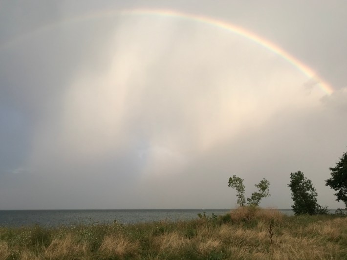Rainbow over Lake Michigan near Promontory Point. Photo: John Greenfield