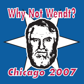 Button design for Wendt's mayoral campaign.