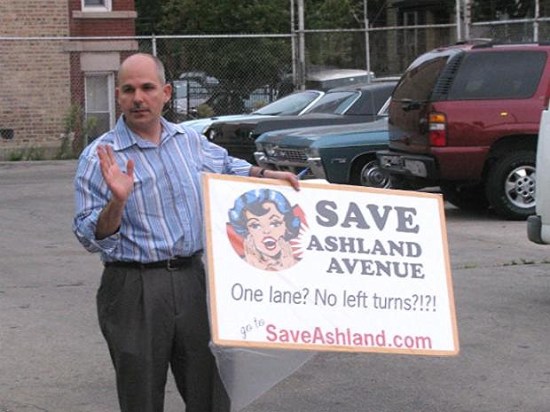 Roger Romanelli at an anti-Ashland BRT event.