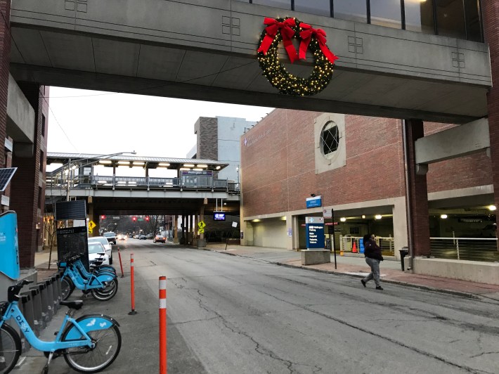 There are already two parking garages on the east side of the station. Photo: John Greenfield