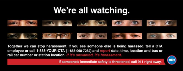 Ad from a 2015 CTA anti-harassment campaign.