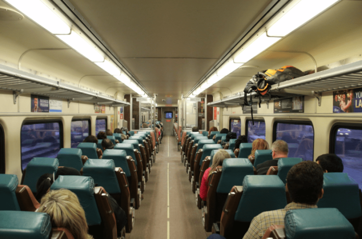 Interior of a South Shore Line rail car. Photo: Jeff Zoline