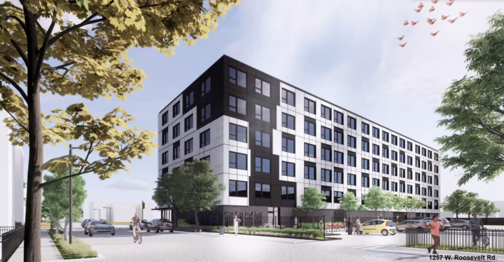 The 1357 W. Roosevelt Road and 1257 W. Roosevelt Road building will include 70 apartments and 41 parking spaces. It's about a 15-minute walk from the Polk Pink Line station.