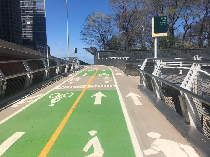 Heading North on the Flyover. You can see a wayfinding sign to the right. Photo: Courtney Cobbs