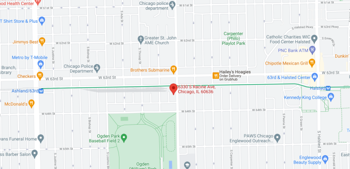There's currently a one-mile gap between the Halsted and Ashland stations. Image: Google Maps