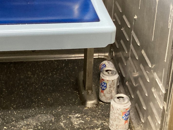 Litter on a Red Line train last February. Photo: John Greenfield