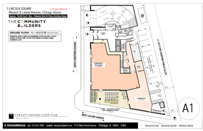 Ground floor plan for TCB's original proposal, including garage parking.