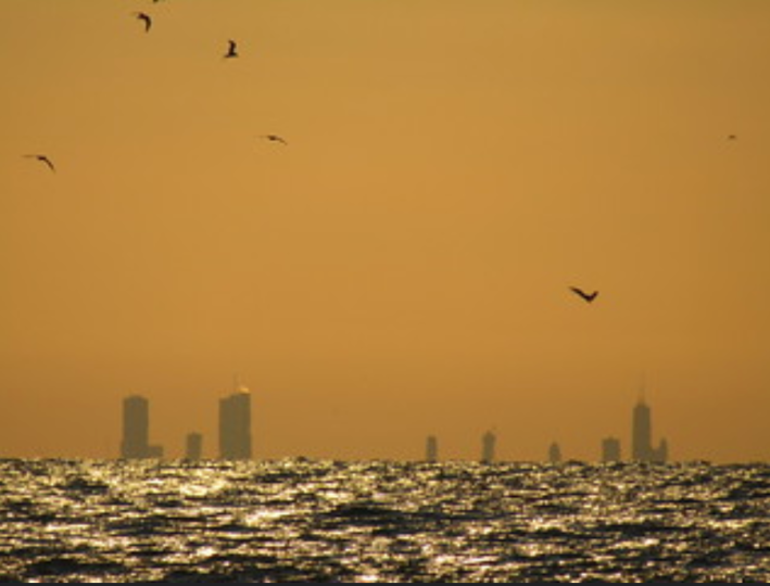 The Chicago skyline from Michgian City. Photo: Igor Studenkov