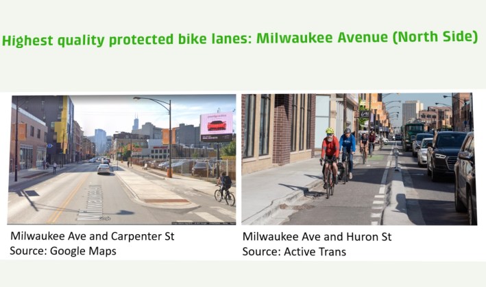 ATA identified portions of Milwaukee Avenue as an example of a high-quality protected bike lane.