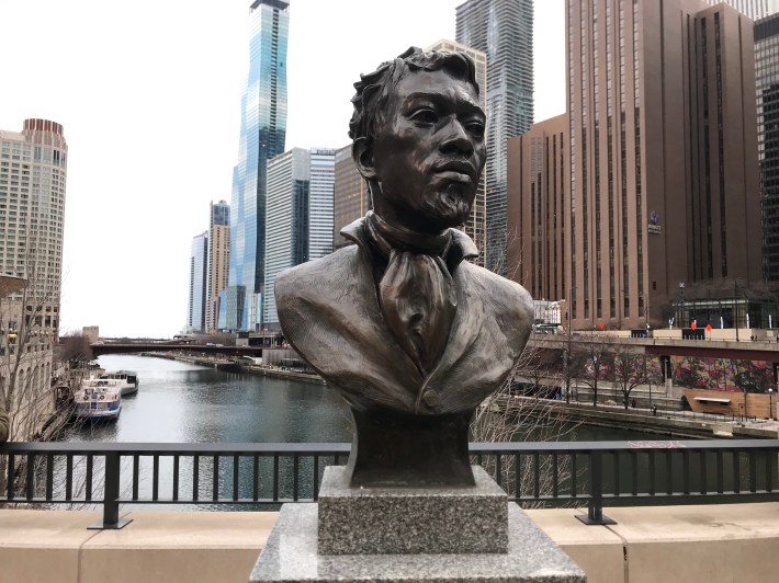 Bust of DuSable on Michigan Avenue. Photo: John Greenfield