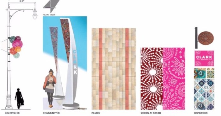 A second set of design elements that could be used in the Devon/Clark streetscape project.