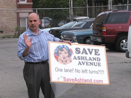 Roger Romanelli at an anti-Ashland BRT event. Photo: Mike Brockway
