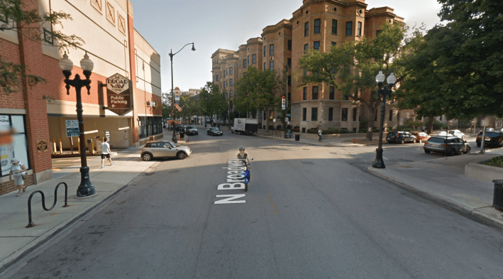 The Surf/Broadway intersection as it appeared in September 2015, a few months before Maureen Wilson was killed there. Image: Google Street View