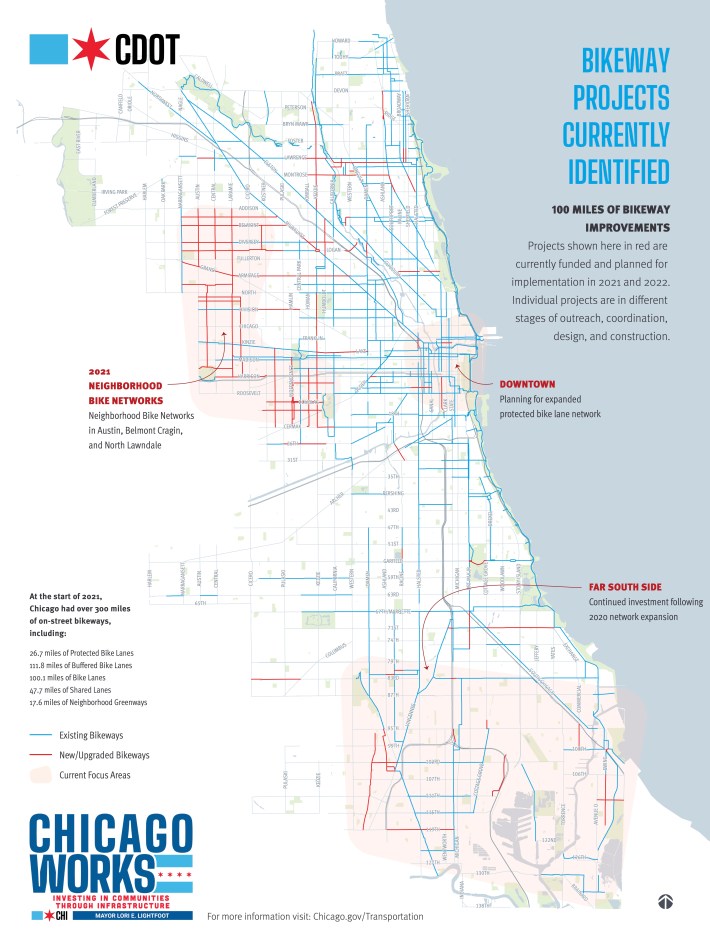 Map of the bikeway plan. Click to enlarge.