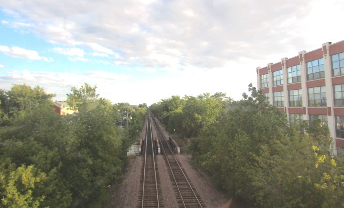 The Union Pacific North line south of the Brown Line tracks. The space where the third track used to be is visible on the right. Photo: Igor Studenkov