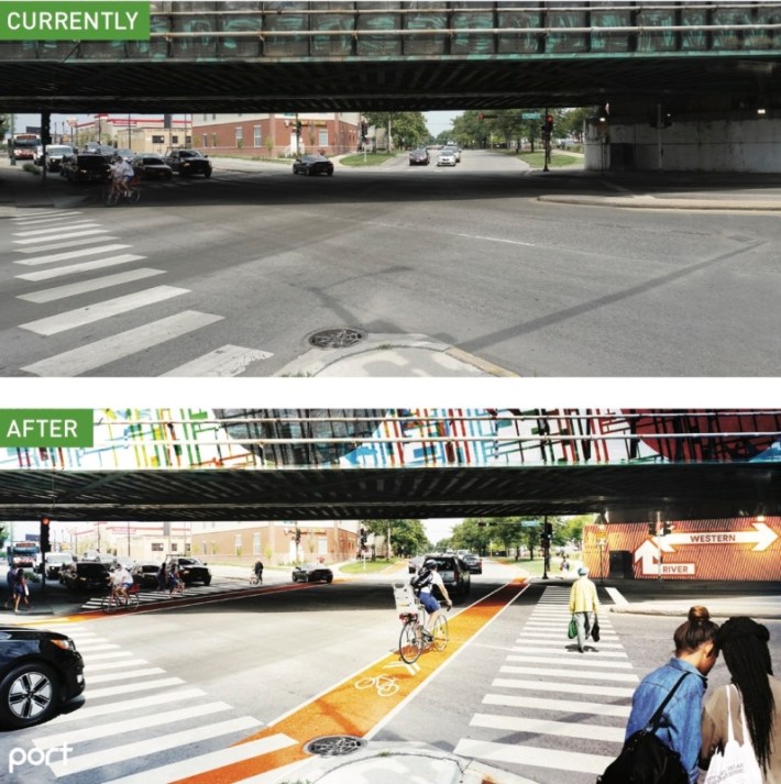 ATA recommendation for a new crosswalk on the south leg of Logan Western. Image: ATA, Port Design