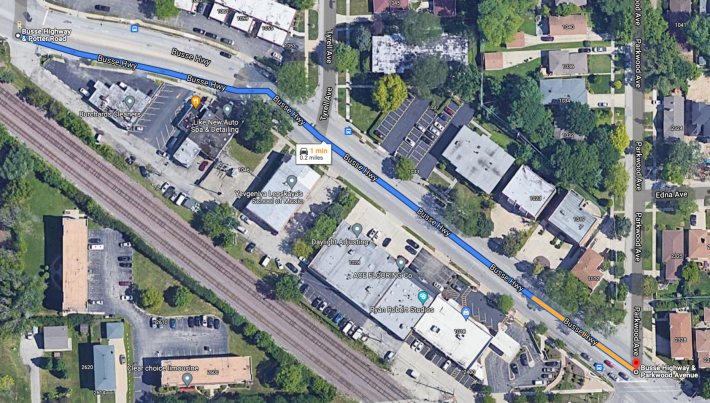 Every property along the Potter-to-Parkwood stretch has an off-street parking lot. Image: Google Maps