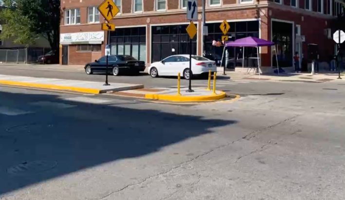 A new pedestrian island on 63rd Street. Photo: CDOT