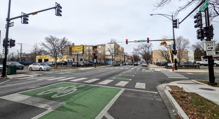 A new bike lane on Laramie Avenue. Photo: Ruth Rosas