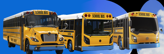 Electric school bus models from Lion Electric.