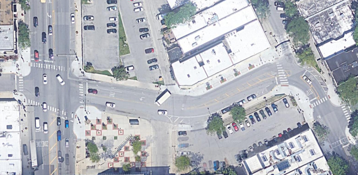 The current layout of Leland/Western and Leland/Lincoln. Image: Google Maps
