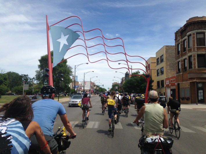 One of the Humboldt Park flag arches. Photo: John Greenfield
