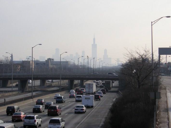 View of the Loop from Harrison and Pulaski, down the Eisenhower Expressway. Photo: Eric Allix Rogers