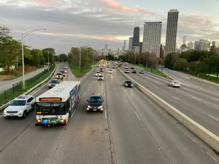 DuSable Lake Shore Drive as seen from the North Avenue bridge. Photo: John Greenfield