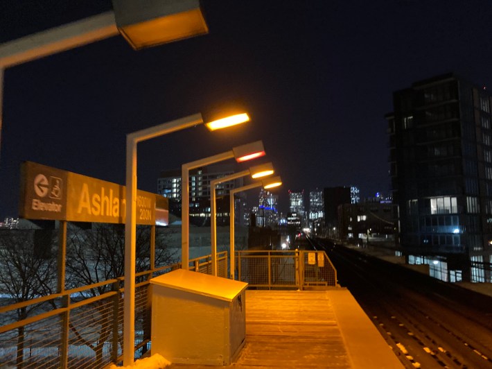 Chicago's Ashland Avenue Green and Pink line station. Photo: John Greenfield