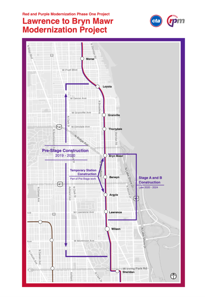 Map of the Lawrence to Bryn Mawr Modernization Project