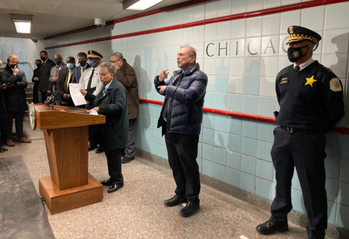 Lightfoot at today's press conference. Photo: John Greenfield