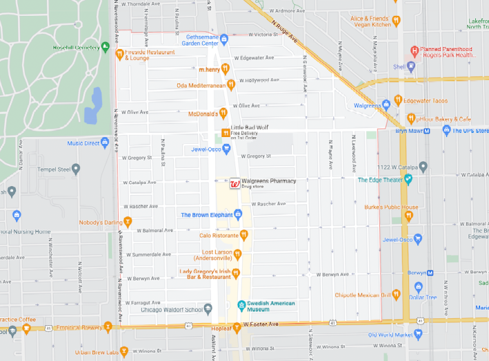 Andersonville, as defined by Google Maps.