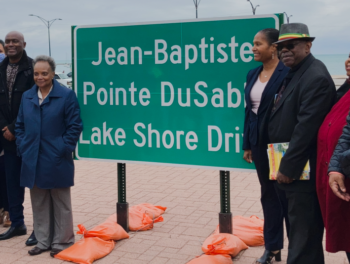 Lori Lightfoot at the ceremony to rename DuSable Lake Shore Drive last October. Photo: John Greenfield