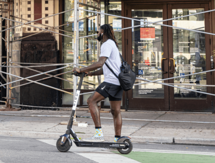 A Scooter rider in Wicker Park. Photo: Active Transportation Alliance